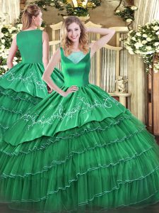 Charming Floor Length Turquoise Sweet 16 Dress Scoop Sleeveless Side Zipper