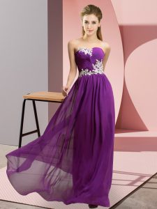 Empire Dress Like A Star Purple Sweetheart Chiffon Sleeveless Floor Length Lace Up