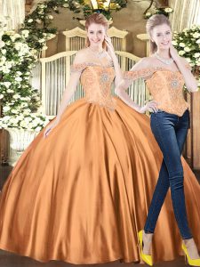 Chic Sleeveless Tulle Floor Length Lace Up Vestidos de Quinceanera in Brown with Beading