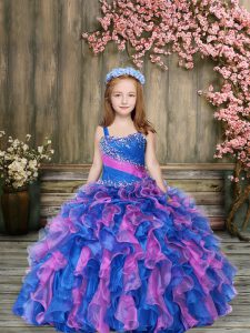 New Style Ball Gowns Pageant Gowns Multi-color Straps Organza Sleeveless Floor Length Lace Up