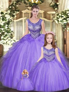 Floor Length Ball Gowns Sleeveless Eggplant Purple 15th Birthday Dress Lace Up