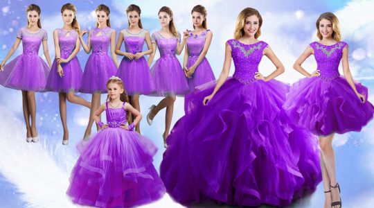 Exquisite Floor Length Ball Gowns Sleeveless Eggplant Purple Sweet 16 Dress Lace Up