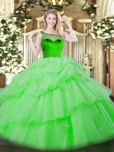 Sleeveless Floor Length Beading and Pick Ups Zipper Quinceanera Dresses with
