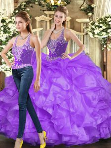 Sleeveless Beading and Ruffles Lace Up Vestidos de Quinceanera
