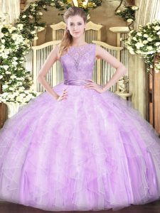 Cheap Scoop Sleeveless Backless Sweet 16 Quinceanera Dress Lilac Organza