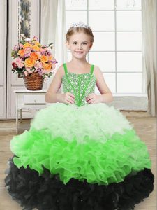 Hot Sale Floor Length Ball Gowns Sleeveless Multi-color Kids Formal Wear Lace Up