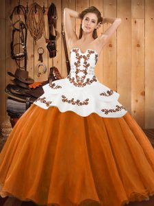 New Style Floor Length Ball Gowns Sleeveless Orange Red Ball Gown Prom Dress Lace Up