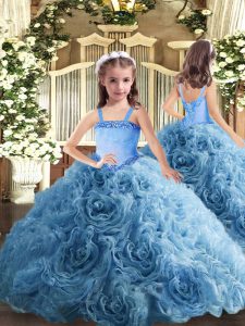 Floor Length Ball Gowns Sleeveless Baby Blue Little Girls Pageant Dress Wholesale Lace Up