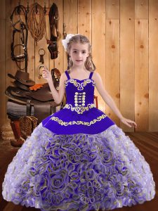 Inexpensive Sleeveless Embroidery and Ruffles Lace Up Glitz Pageant Dress