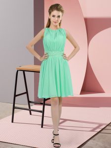 Pretty Knee Length Apple Green Damas Dress Chiffon Sleeveless Sequins