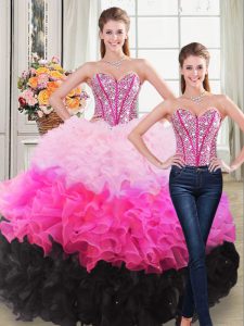 Lovely Multi-color Sweetheart Lace Up Beading and Ruffles Quinceanera Gowns Sleeveless