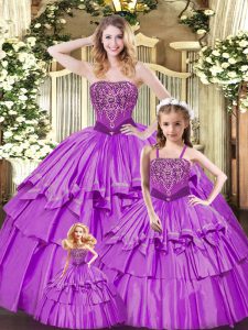 Sumptuous Sweetheart Sleeveless Organza 15th Birthday Dress Ruffled Layers Lace Up
