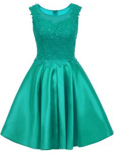 Turquoise Dama Dress for Quinceanera Prom and Party with Lace Scoop Sleeveless Zipper
