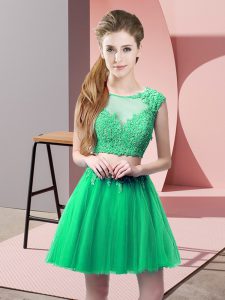 Turquoise Sleeveless Appliques Mini Length Prom Dress