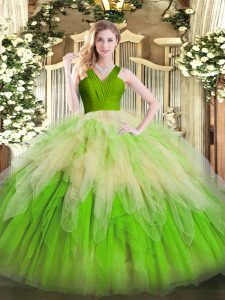 Fashionable Multi-color Sleeveless Organza Zipper Sweet 16 Dress for Military Ball and Sweet 16 and Quinceanera