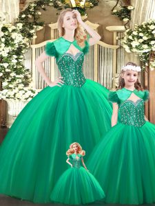 Clearance Ball Gowns Sweet 16 Dresses Turquoise Sweetheart Tulle Sleeveless Floor Length Lace Up