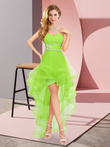 Hot Selling Tulle Sweetheart Sleeveless Lace Up Beading Bridesmaid Dress in