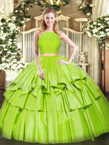 Superior Tulle Sleeveless Floor Length Quinceanera Gowns and Ruffled Layers