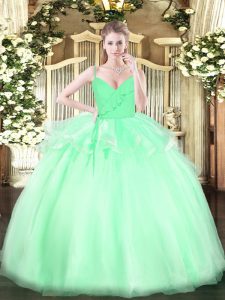 Admirable Organza Sleeveless Floor Length Sweet 16 Dresses and Ruffles