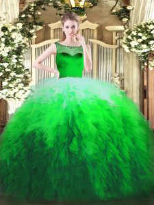 Ball Gowns Quinceanera Gowns Multi-color Scoop Tulle Sleeveless Floor Length Zipper