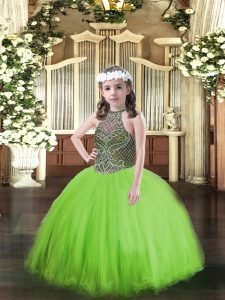 Sleeveless Beading Floor Length Kids Pageant Dress