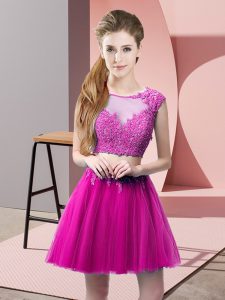 Elegant Tulle Sleeveless Mini Length Prom Party Dress and Appliques