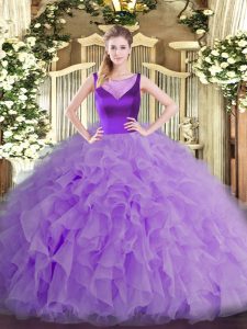Dynamic Organza Sleeveless Floor Length Quinceanera Dress and Beading and Ruffles