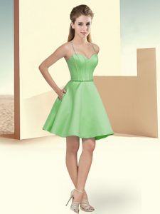 Cheap Apple Green Bridesmaids Dress Prom and Party and Wedding Party with Beading Spaghetti Straps Sleeveless Clasp Hand