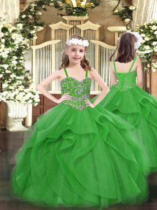 Gorgeous Sleeveless Beading and Ruffles Lace Up Little Girls Pageant Dress