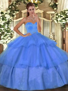 Flare Organza Sleeveless Floor Length Sweet 16 Dresses and Beading and Ruffled Layers