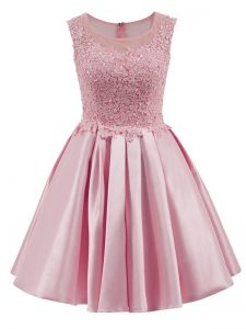 Cute Baby Pink Sleeveless Mini Length Lace Zipper Quinceanera Court Dresses