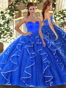 Artistic Floor Length Ball Gowns Sleeveless Blue Quince Ball Gowns Lace Up