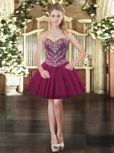 Fantastic Tulle Sleeveless Mini Length Homecoming Dress and Beading