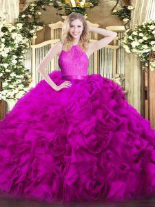 Sleeveless Zipper Floor Length Lace Ball Gown Prom Dress