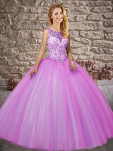 Enchanting Ball Gowns Sleeveless Lilac 15 Quinceanera Dress Brush Train Backless