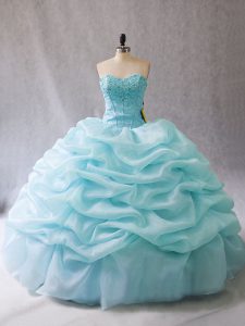 Exquisite Organza Sleeveless Floor Length Quinceanera Gown and Beading and Pick Ups