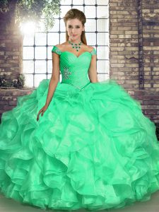 Discount Sleeveless Beading and Ruffles Lace Up Vestidos de Quinceanera