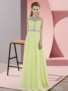 Yellow Sleeveless Chiffon Zipper Prom Party Dress for Prom and Party