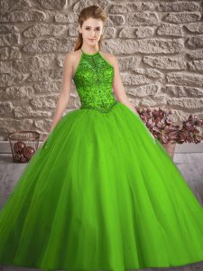 Ball Gowns Beading Sweet 16 Dresses Lace Up Tulle Sleeveless
