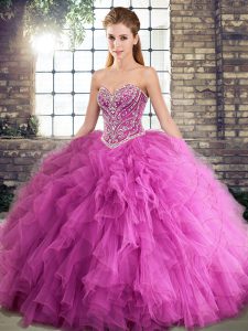Custom Fit Floor Length Ball Gowns Sleeveless Rose Pink Quinceanera Dresses Lace Up