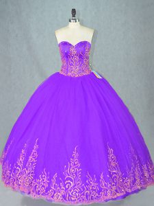 Cute Purple Sleeveless Tulle Lace Up Sweet 16 Dress for Sweet 16 and Quinceanera