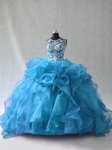 Enchanting Blue Sweet 16 Quinceanera Dress Organza Sleeveless Ruffles