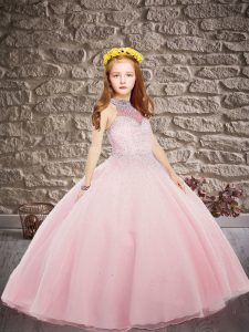 Sleeveless Brush Train Lace Up Beading Little Girls Pageant Dress Wholesale