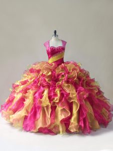 Low Price Multi-color Vestidos de Quinceanera Sweet 16 and Quinceanera with Beading and Ruffles Straps Sleeveless Zipper