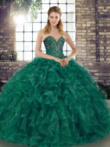 Adorable Floor Length Green Ball Gown Prom Dress Sweetheart Sleeveless Lace Up