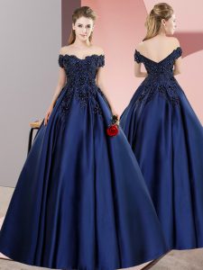 Wonderful Navy Blue Quinceanera Dresses Sweet 16 and Quinceanera with Lace Off The Shoulder Sleeveless Zipper