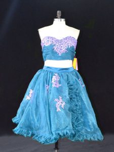 Mini Length Zipper Homecoming Dress Teal for Prom and Party with Appliques and Ruffles