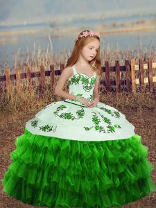 Beautiful Floor Length Ball Gowns Sleeveless Girls Pageant Dresses Lace Up