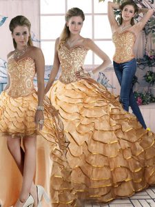Sweet Halter Top Sleeveless Organza 15th Birthday Dress Ruffled Layers Brush Train Lace Up