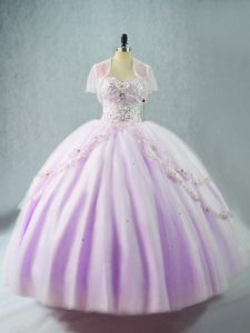 Ball Gowns Quinceanera Gown Lavender Sweetheart Tulle Sleeveless Floor Length Lace Up